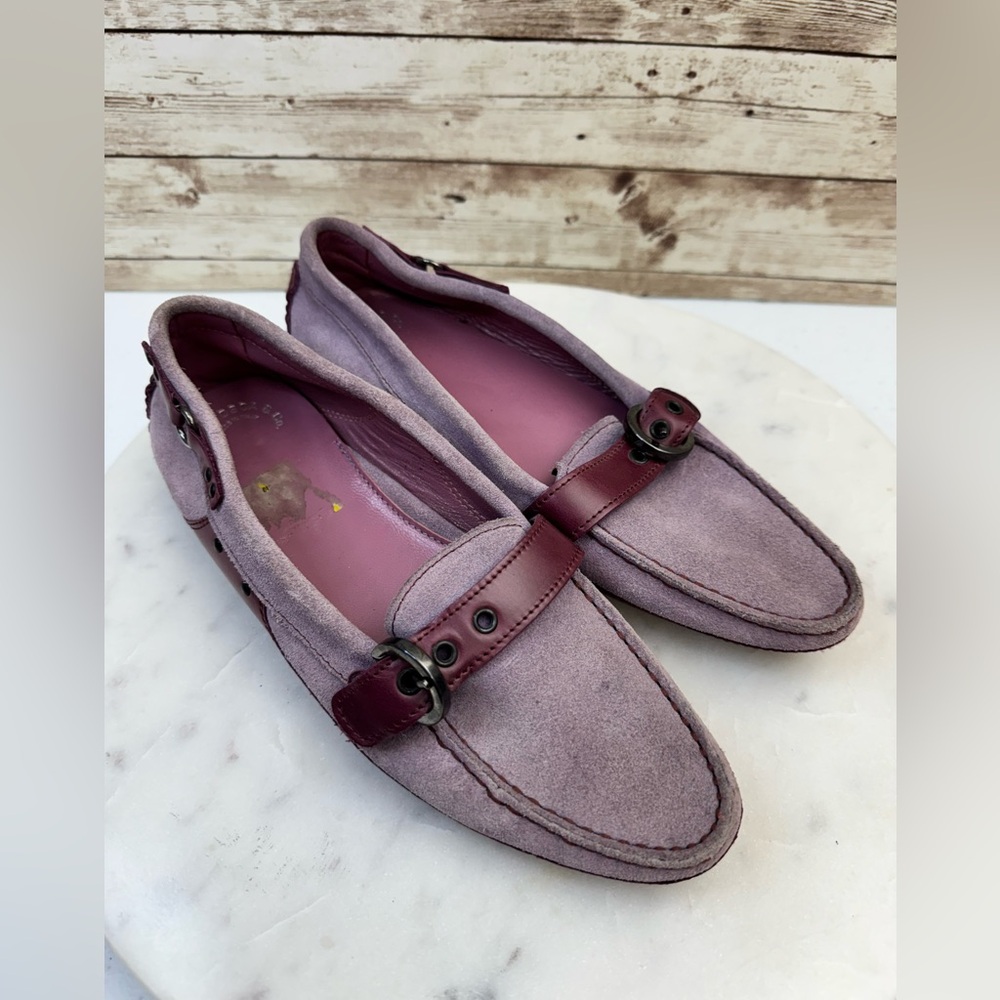 Fieramosca & Co. Womens Slip On Leather Trim Flat Loafers Purple Suede Sz 6 Eu36